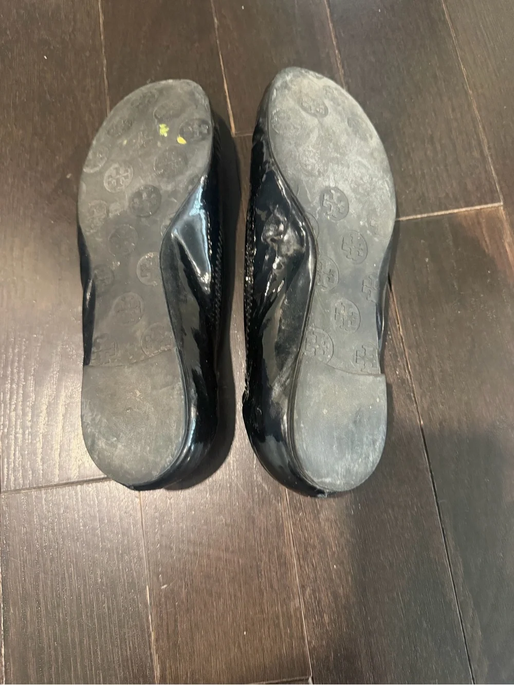 Tory Burch Black Patent Leather Logo Ballet Flats